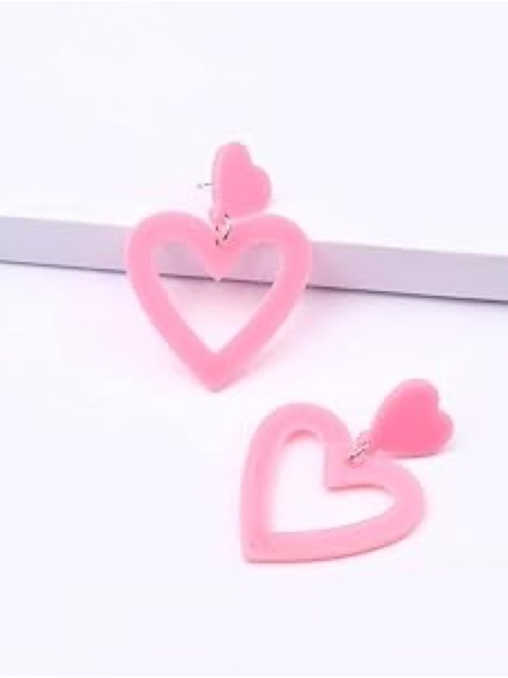 Pink Heart Drop Earrings